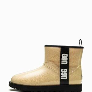 UGG~Classic Clear Mini~Natural & Black Womens Waterproof Boots~SHEARLING SIZE 8